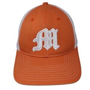 M Snapback Trucker Hat Orange One Size Adjustable Mesh Back NV Caps